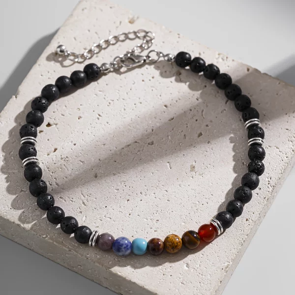 Volcanic Stone and Glass Beads Anklet - Image 6