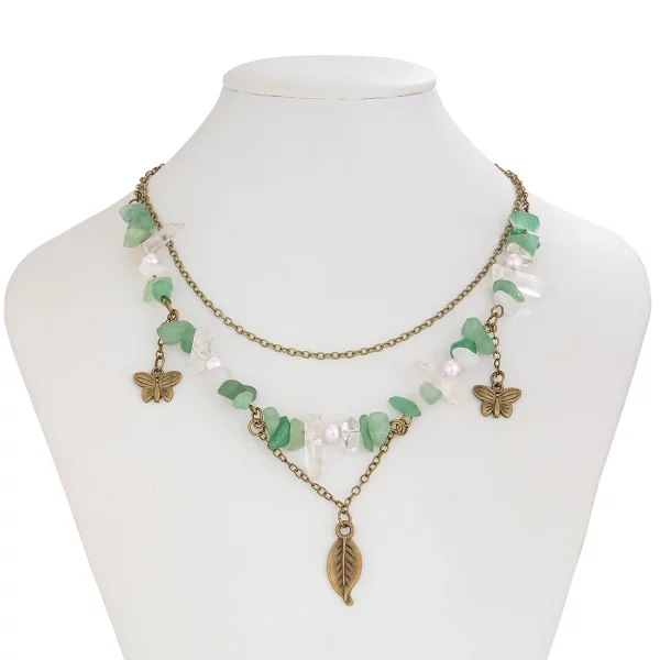 Butterfly and Feather Layered Necklace - Image 3