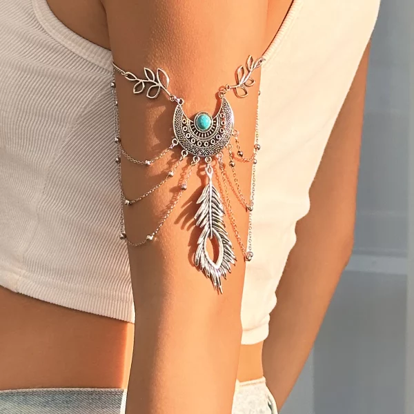 Feather Pendant Upper Arm Bracelet - Image 2