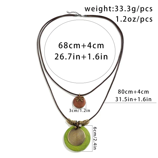 Round Wooden Pendant Necklace - Image 5