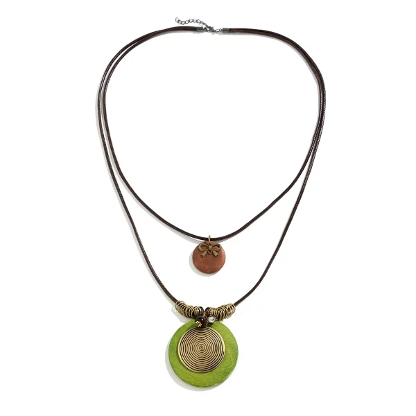 Round Wooden Pendant Necklace - Image 6