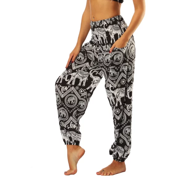 Elephants on Black - Harem Pants